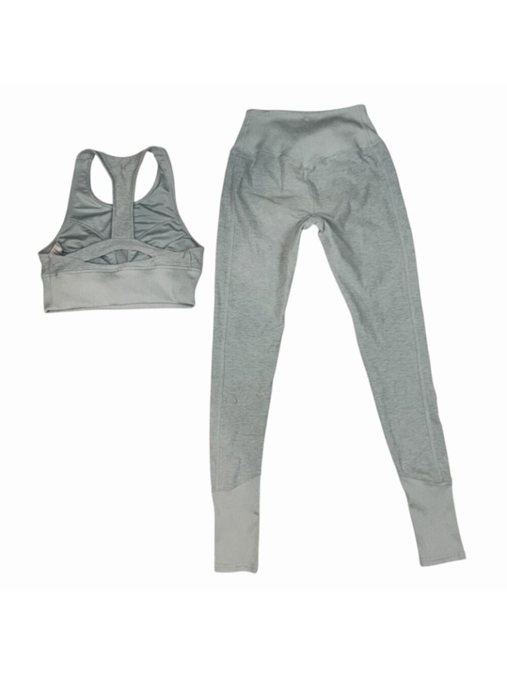 ALO Yoga Alosoft Matching Set XS Serenity Sports Bra + Lounge Leggings Heathered - Picture 10 of 16